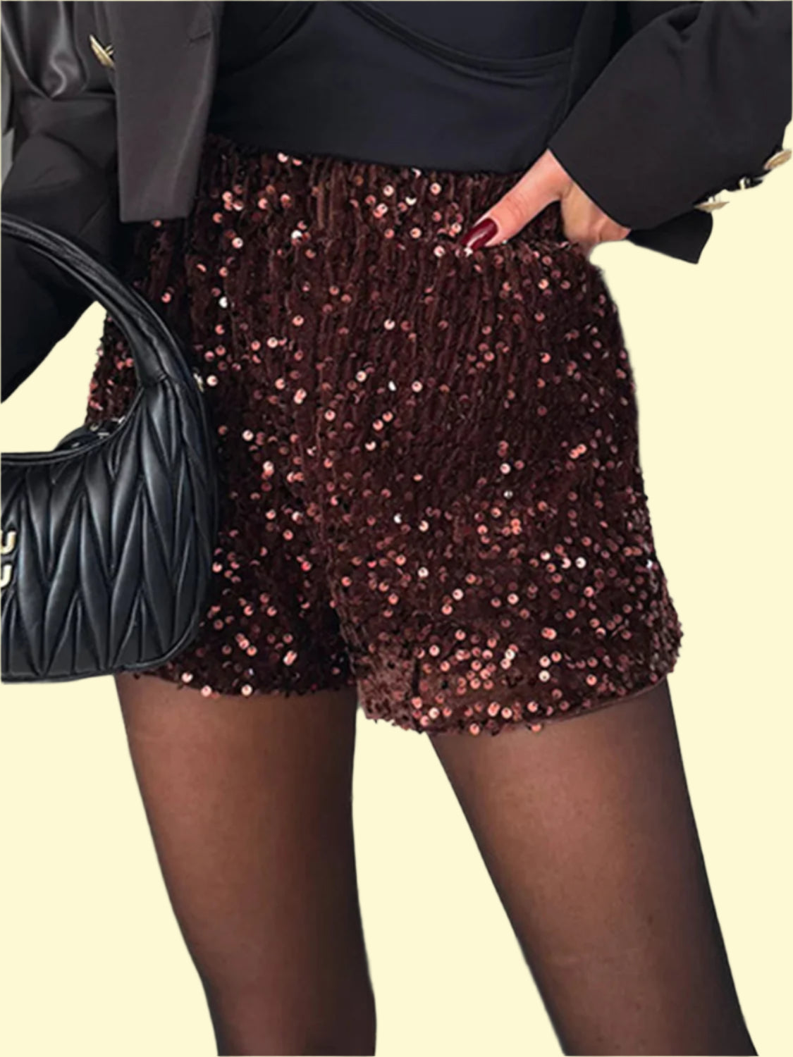 Burgundy glitter shorts for clubbing