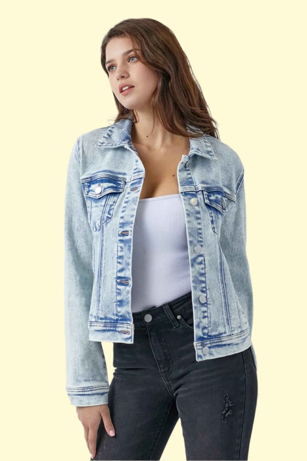 Button Up Washed Denim Jacket by West