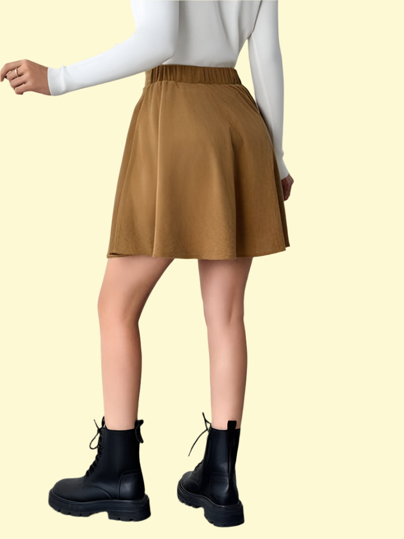 Caramel Buttoned Mini Skirt