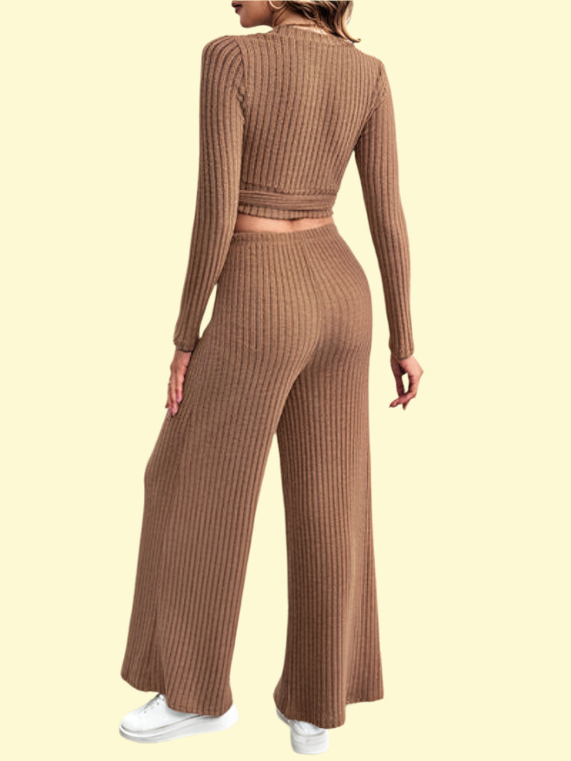 Caramel Two-Piece Wrap Set