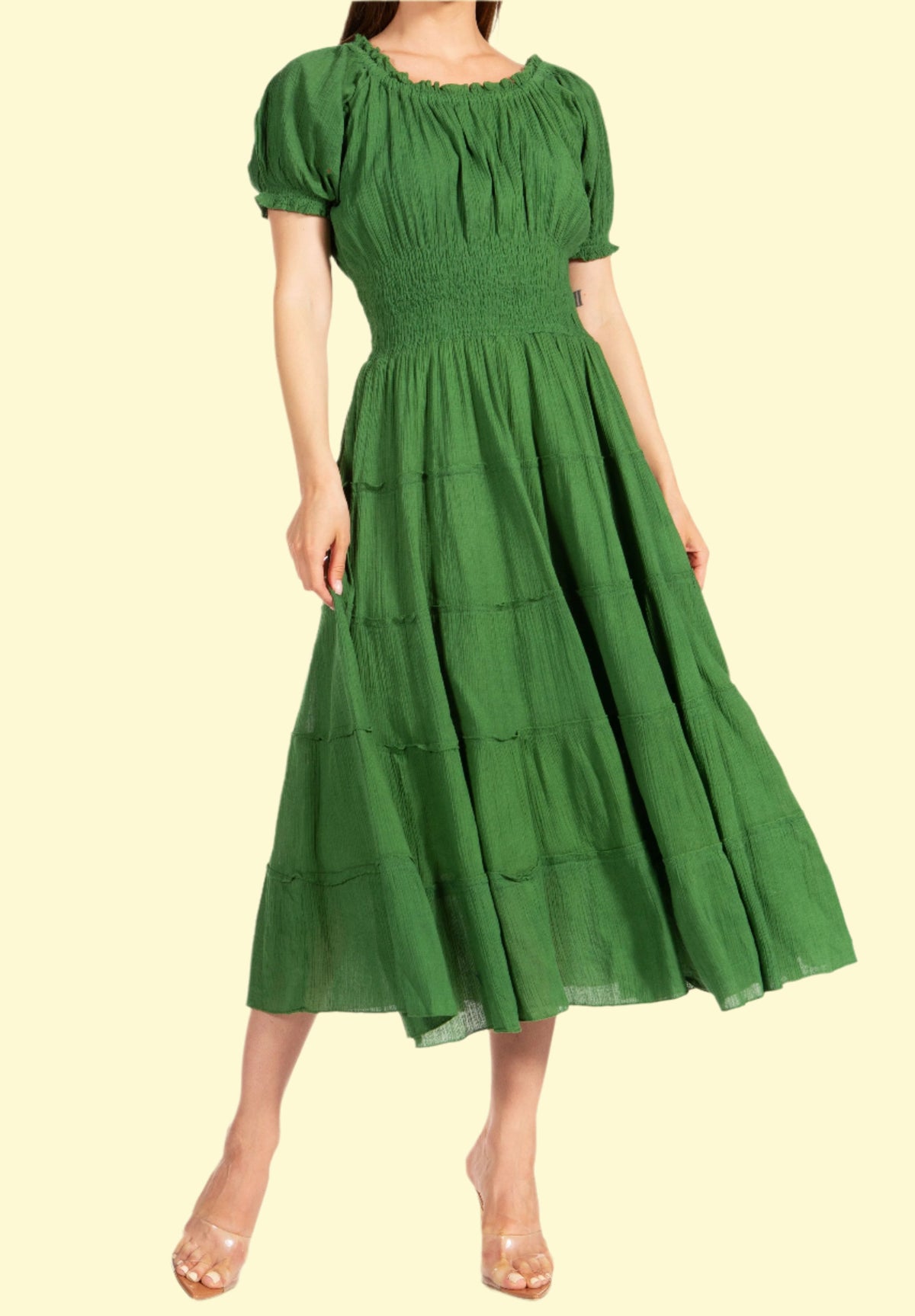 Forest Green Smocked Waist 