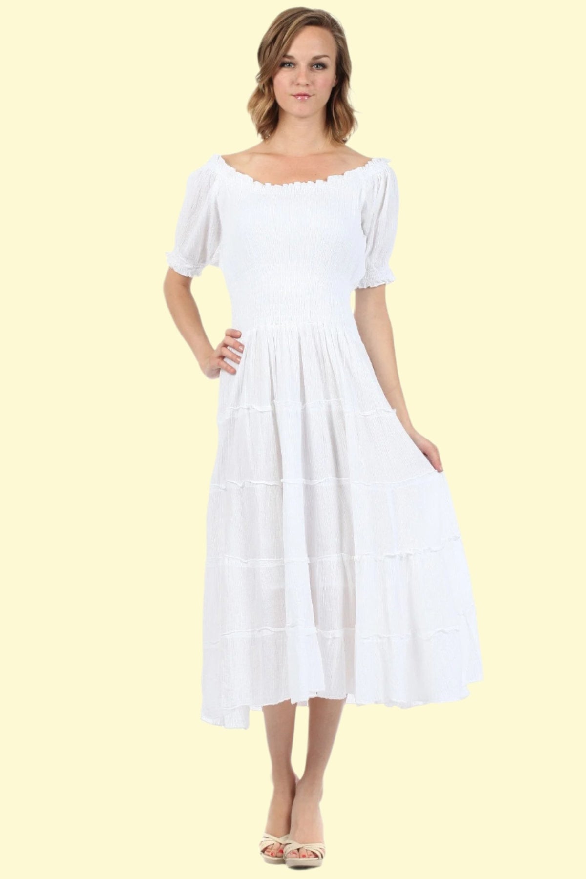 White Smocked Dress by WestCloset