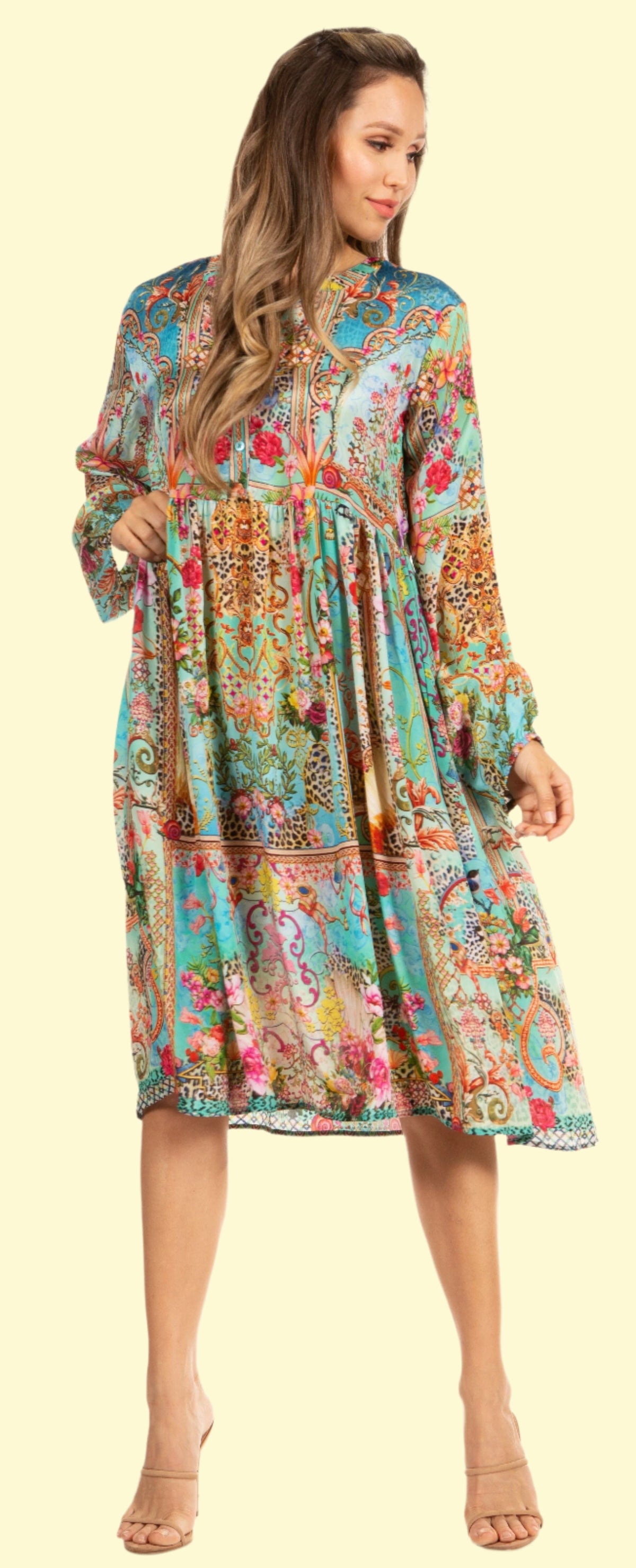 Turquoise Floral Dress by WestCloset