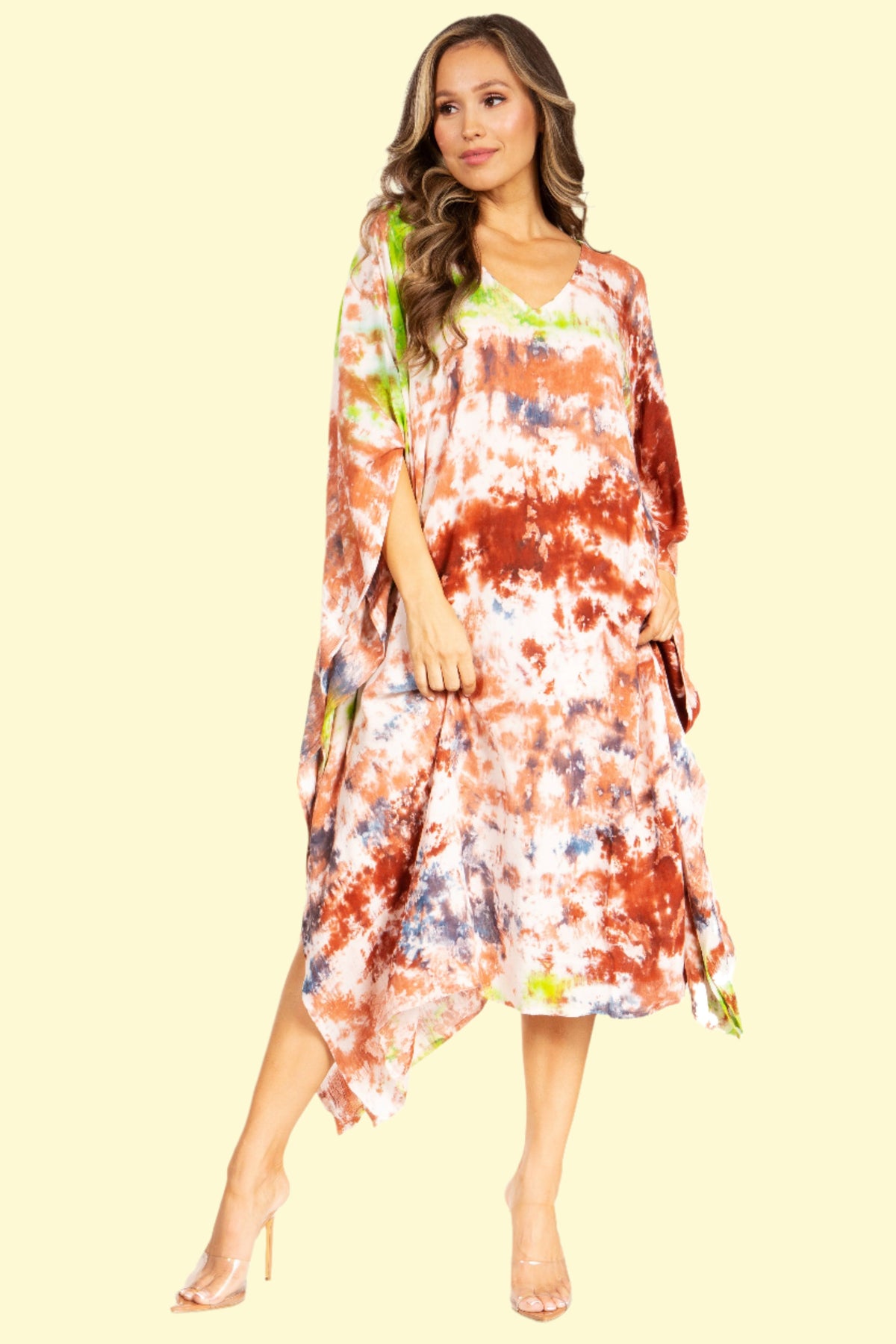 Tie-dye caftan dress