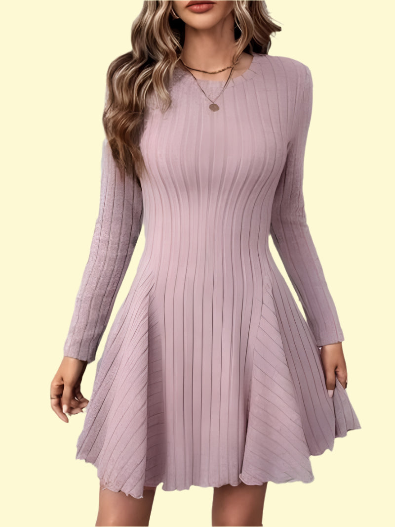 Long Sleeve Ribbed Mini Dress