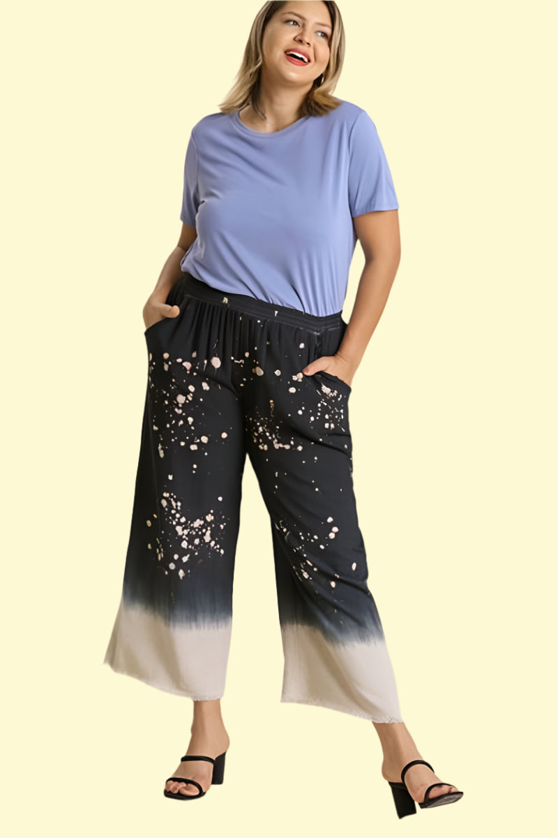 Edgy streetwear linen blend wide leg pants