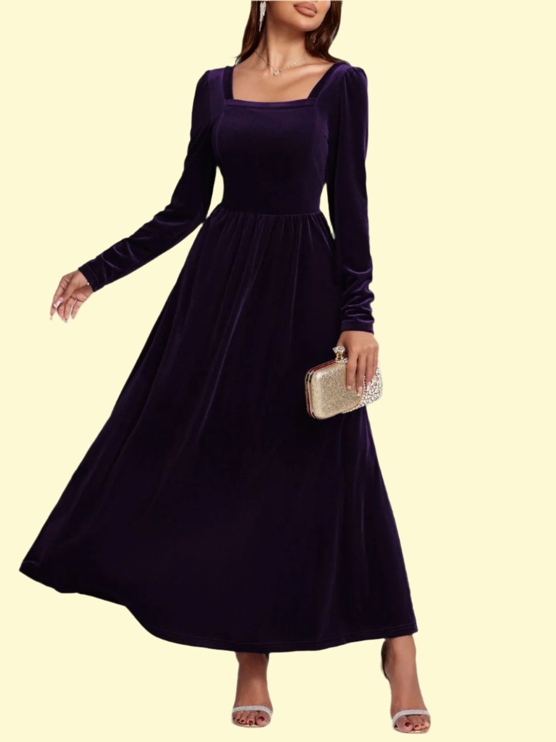 Elegant Violet Velvet Evening Gown from WestCloset