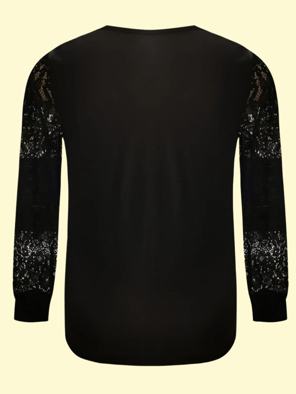 Feminine Black Lace V-Neck Semi-Sheer Blouse