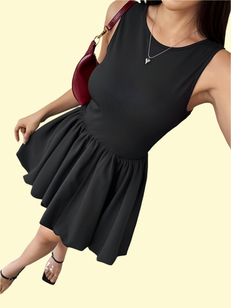 Flirty Black Sleeveless Mini Dress