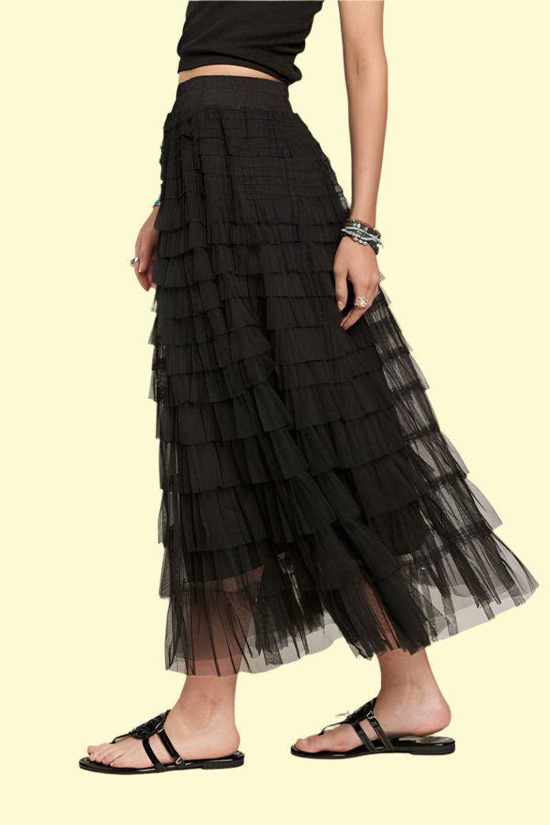 Flirty black tulle skirt for women