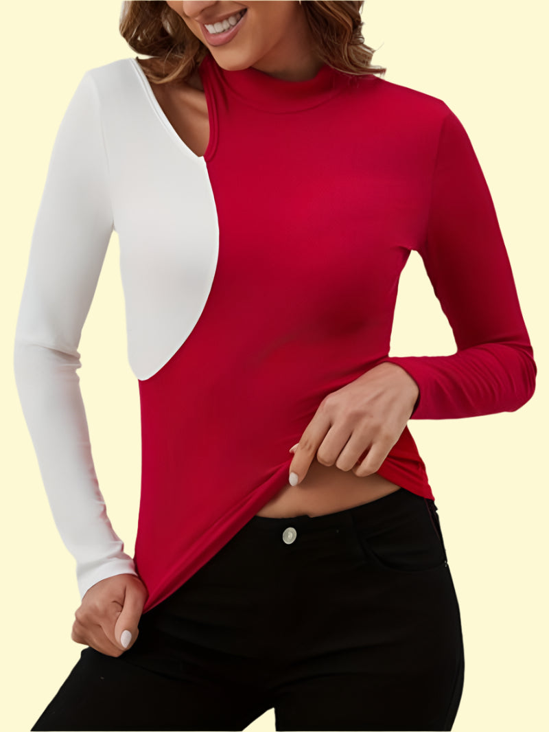 Flirty cutout top with mock neck design