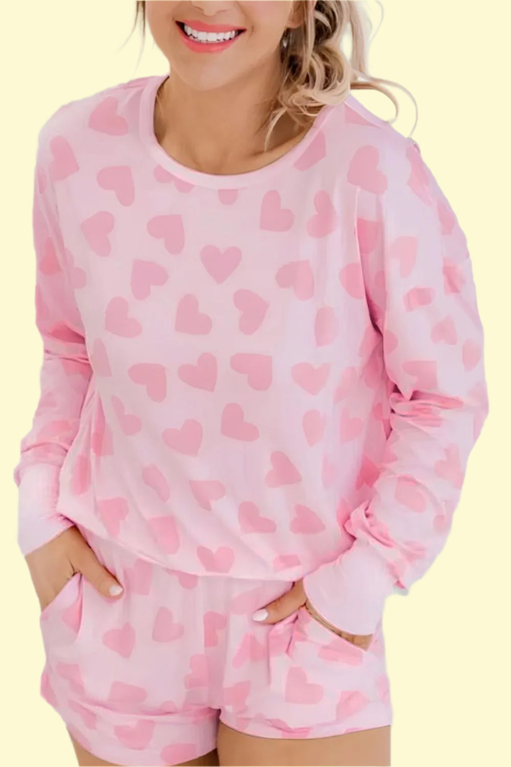 Flirty pink heart print pajama set