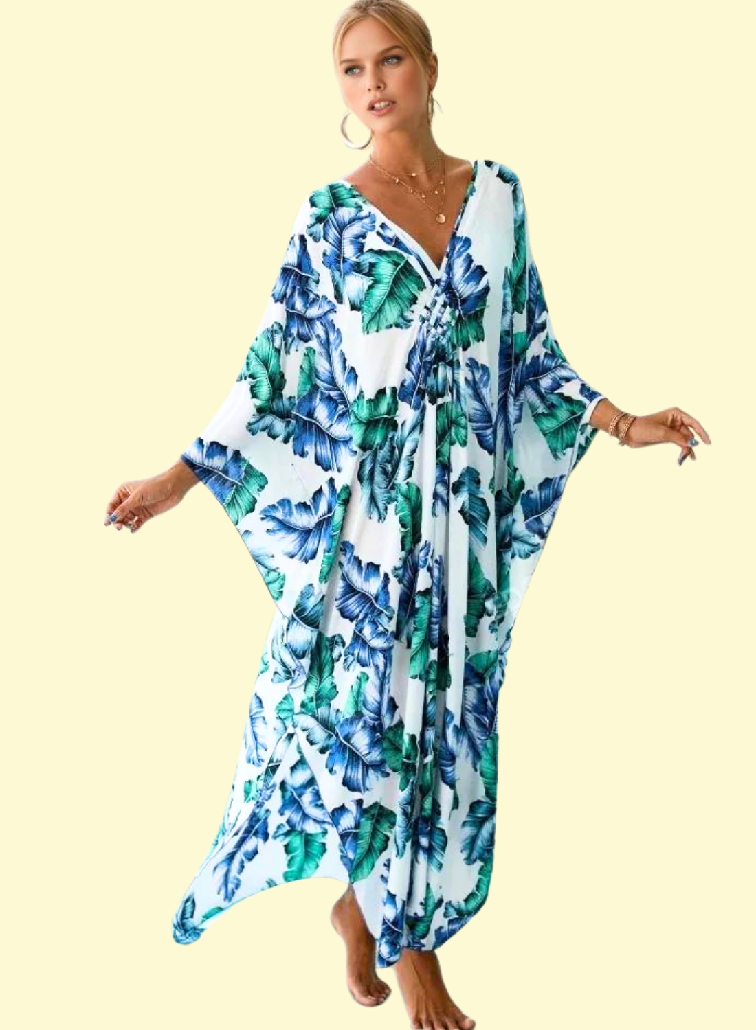 Flowy Batwing Sleeve Kaftan Dress