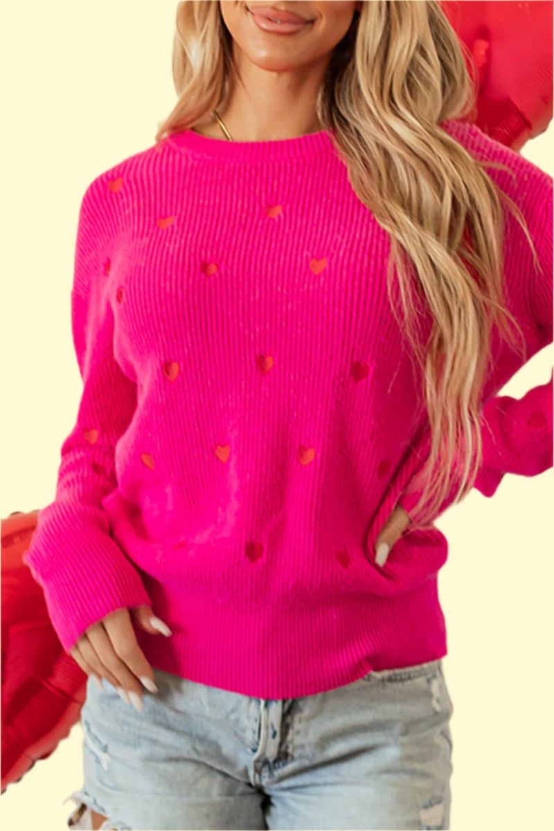 Heart round neck pullover by WestCloset