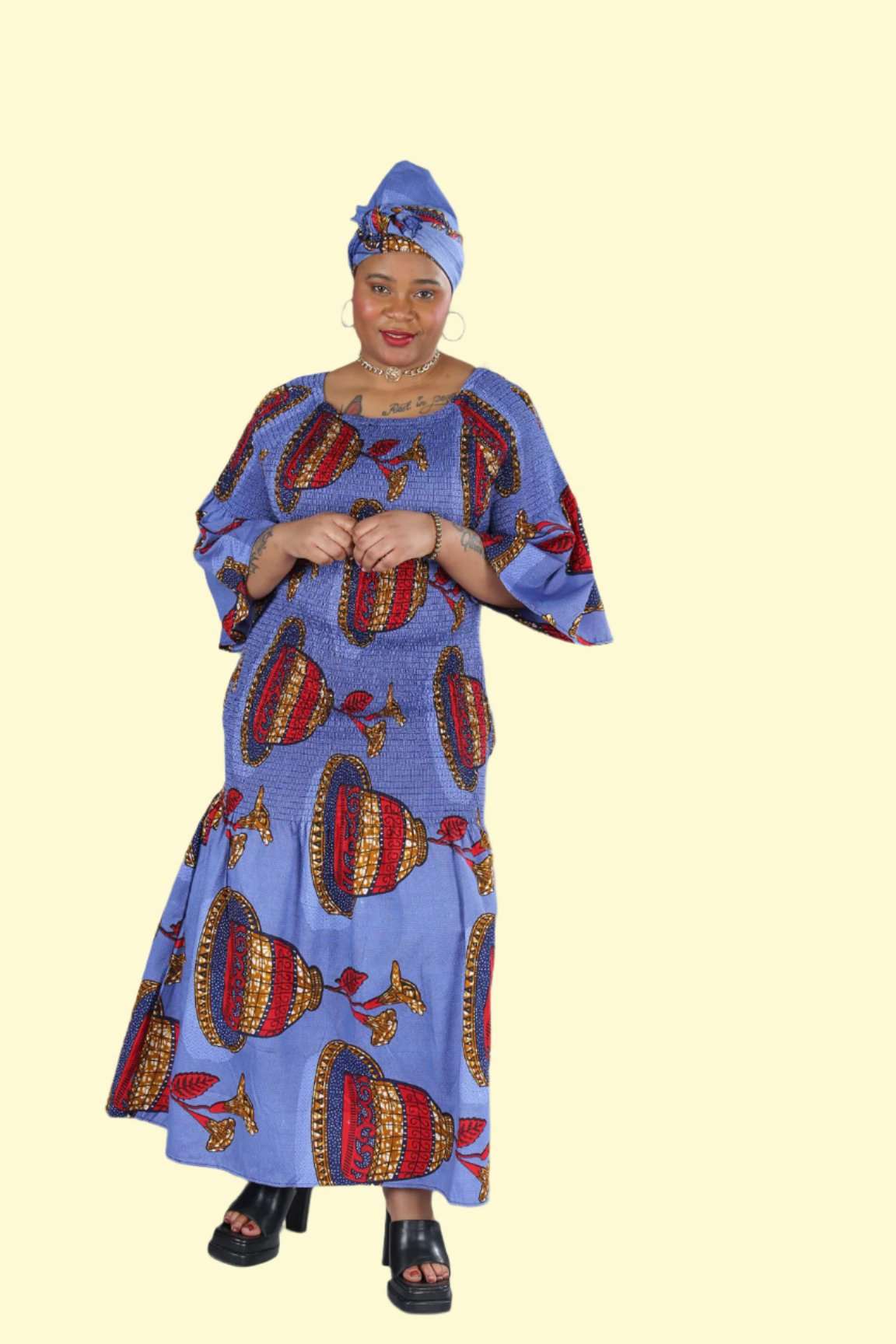 BELL SLEEVES MERMAID ANKARA DRESS