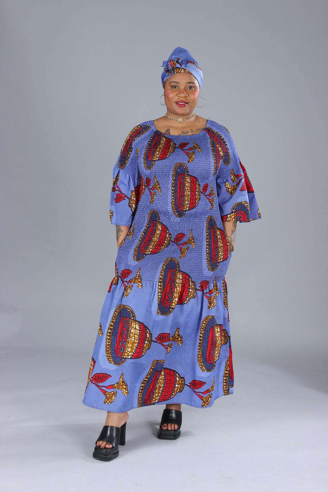 BELL SLEEVES MERMAID ANKARA DRESS