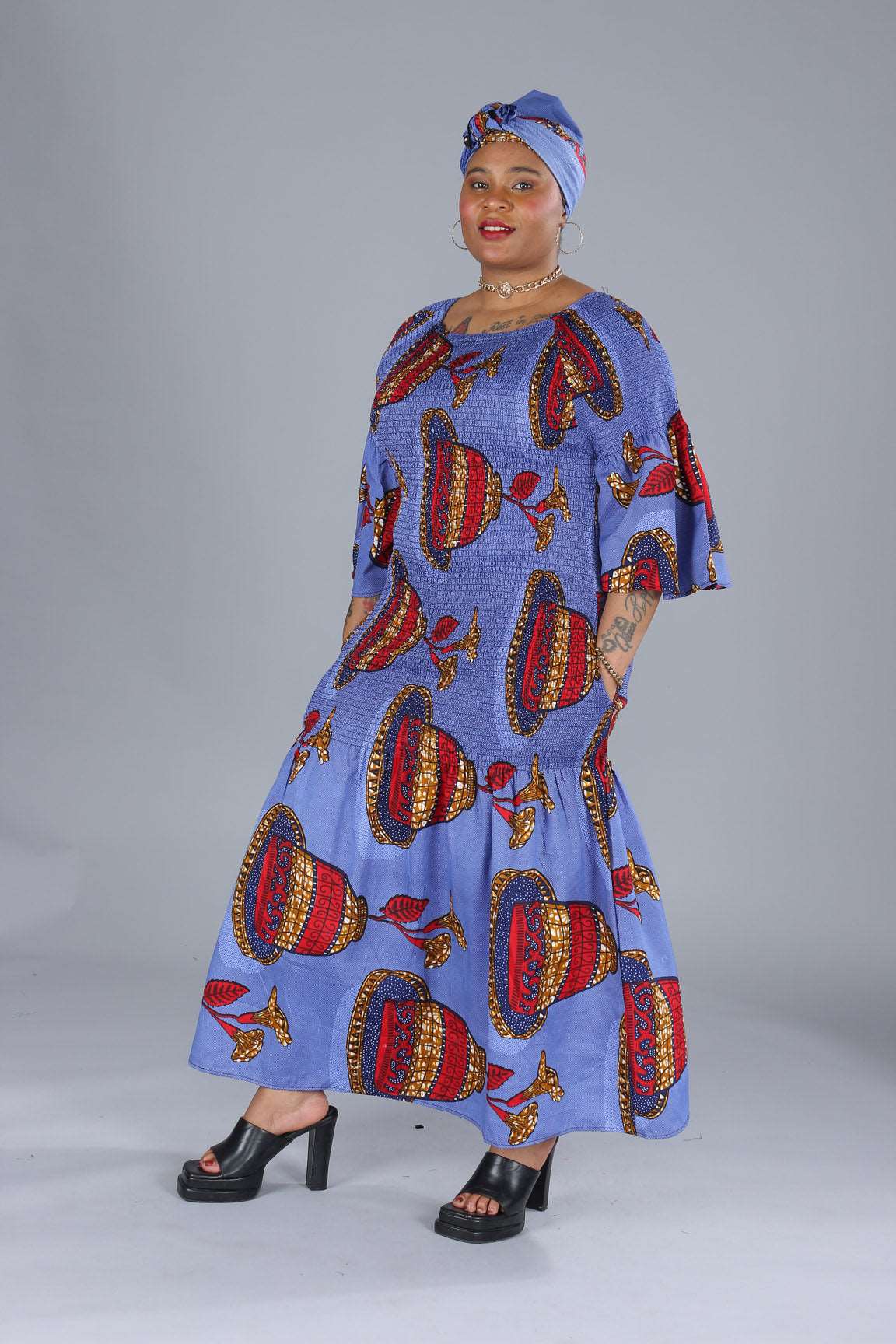 BELL SLEEVES MERMAID ANKARA DRESS