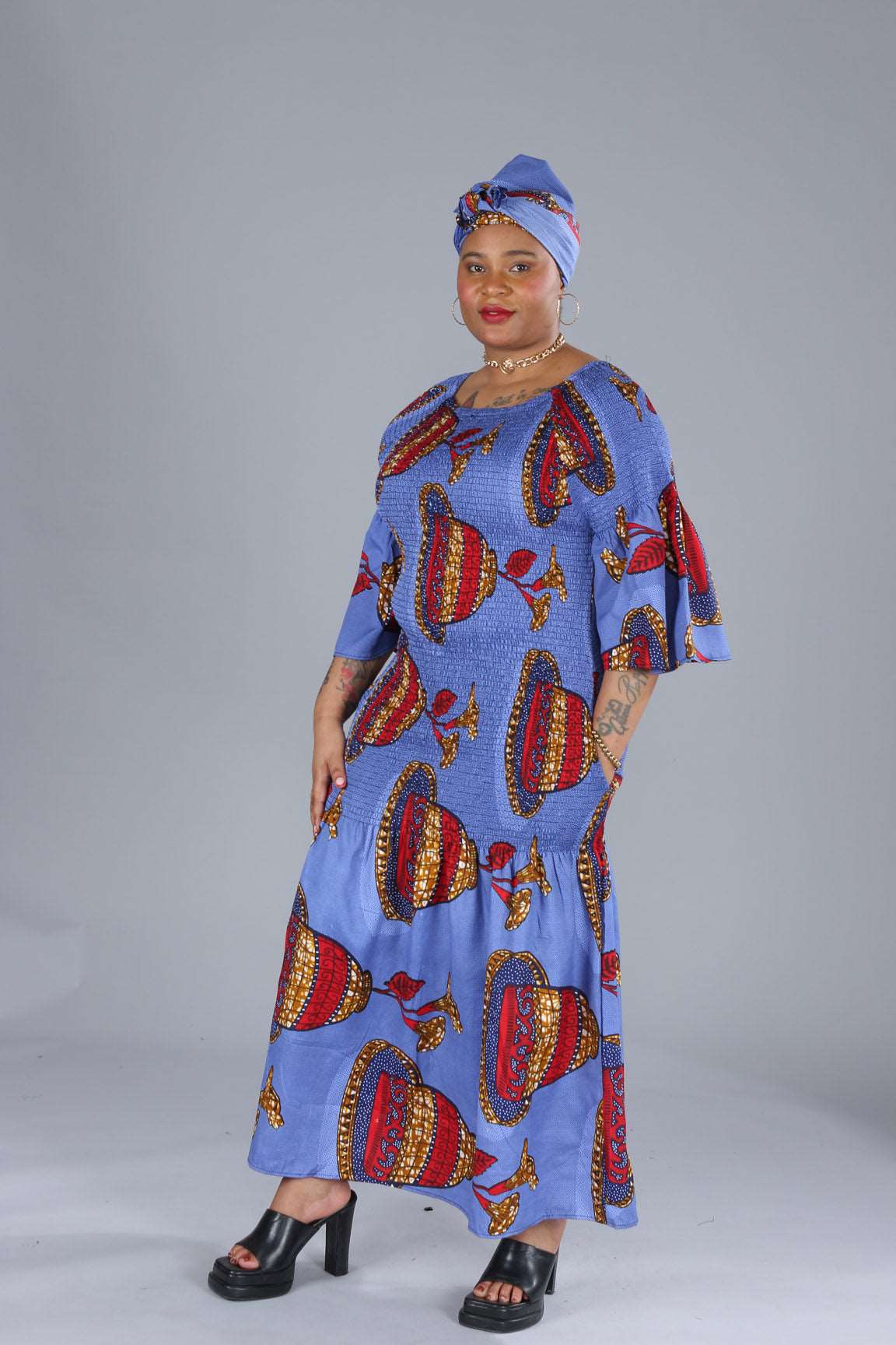 BELL SLEEVES MERMAID ANKARA DRESS