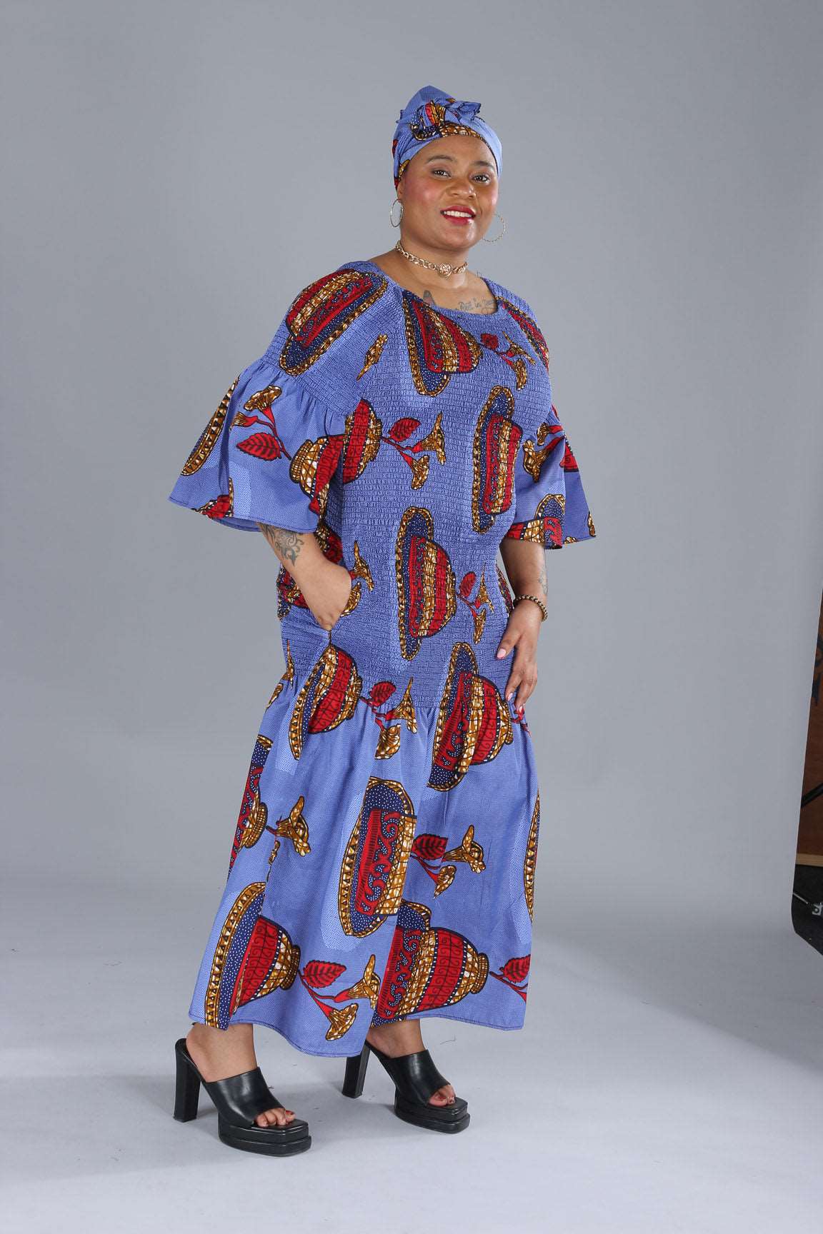 BELL SLEEVES MERMAID ANKARA DRESS