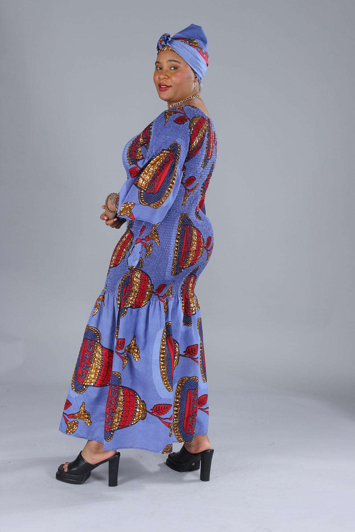 BELL SLEEVES MERMAID ANKARA DRESS