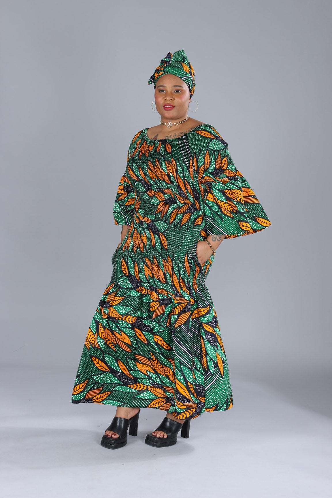 BELL SLEEVES MERMAID ANKARA DRESS