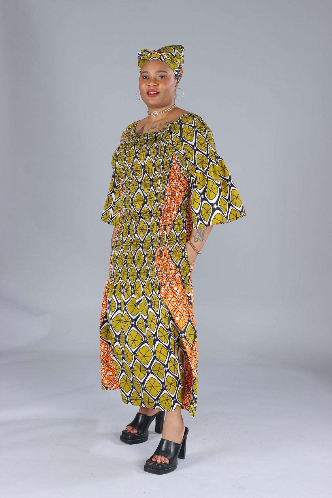 BELL SLEEVES MERMAID ANKARA DRESS