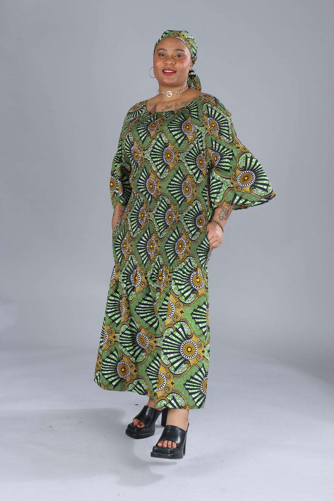 BELL SLEEVES MERMAID ANKARA DRESS