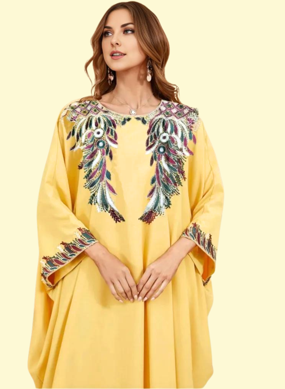 Long Sleeve Feather Patch Dress