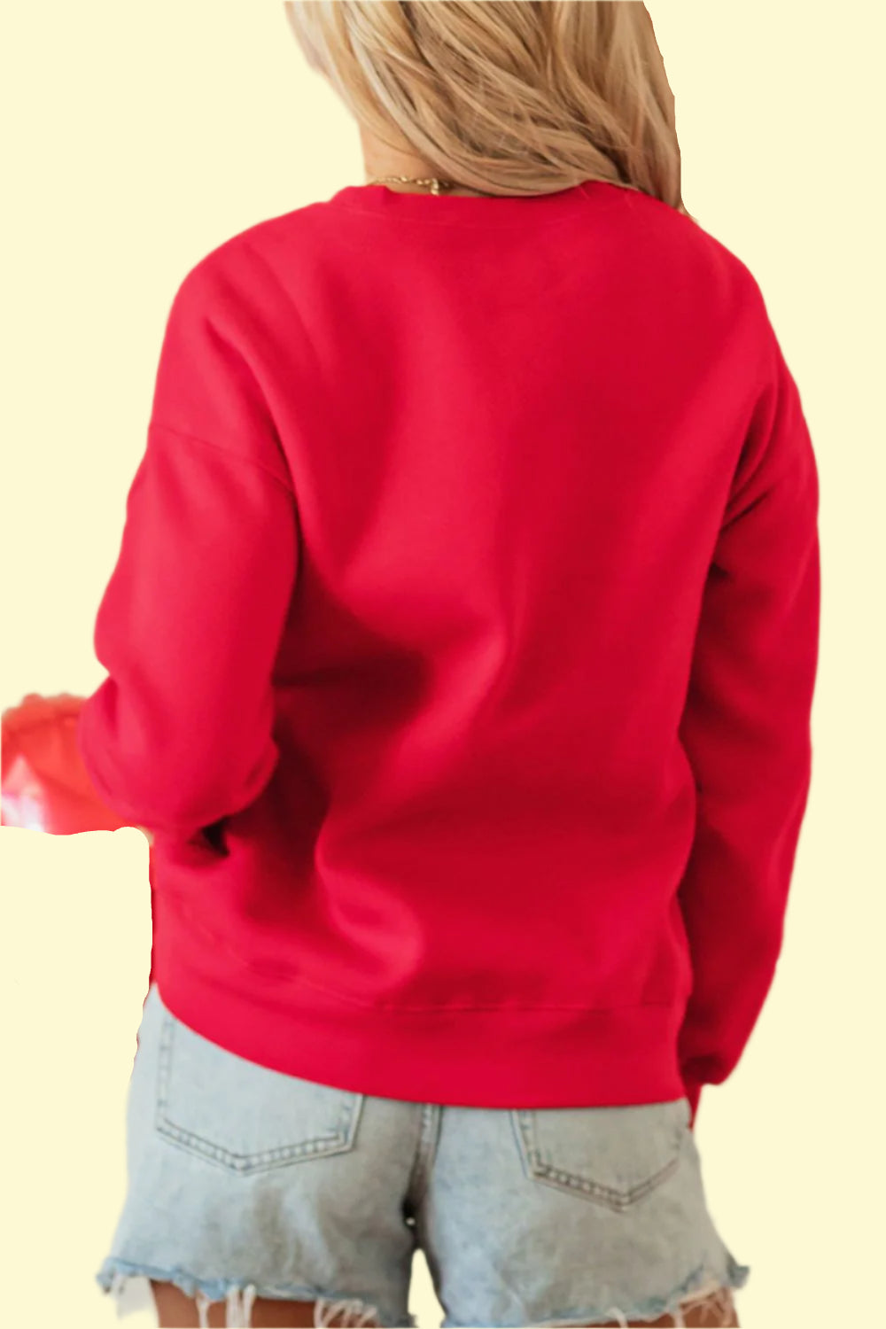 Love-themed cozy pullover sweatshirt in red