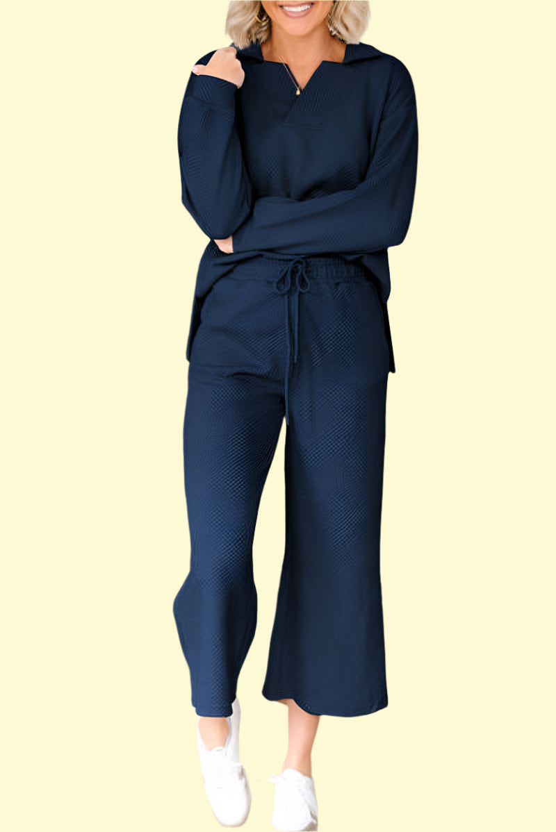 Navy Wide Leg Pants Two-Piece