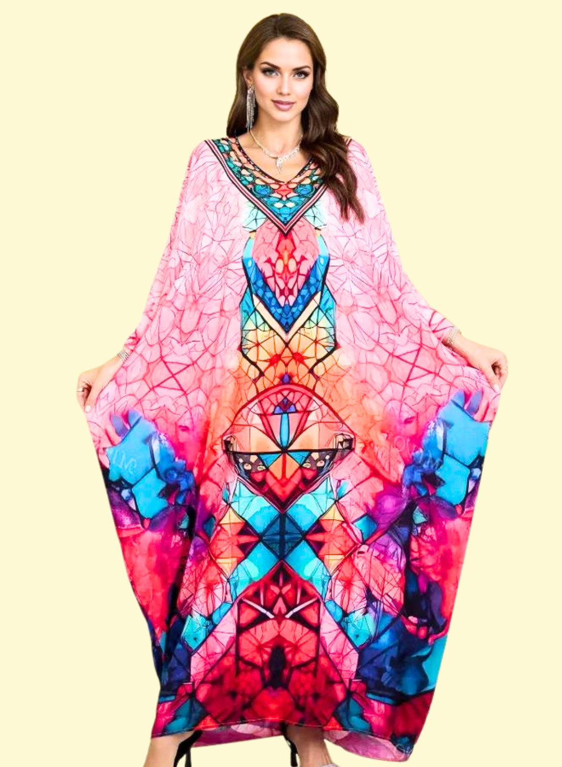 Oversized Batwing Sleeve Boho Kaftan