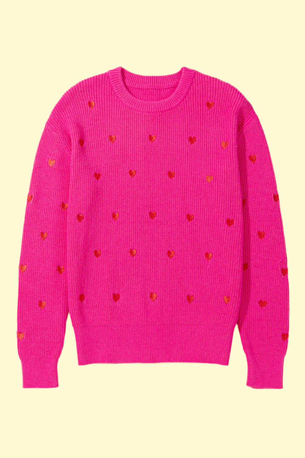 Pink heart design sweater for women