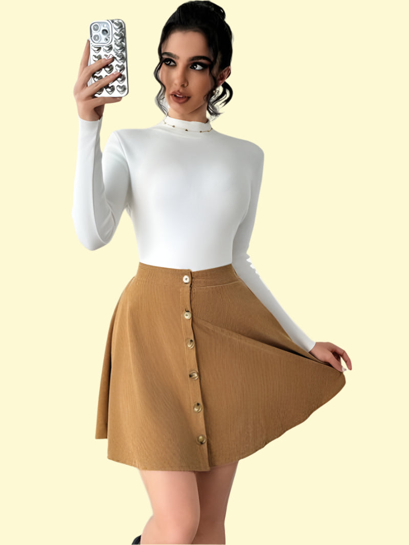 Playful Buttoned Mini Skirt