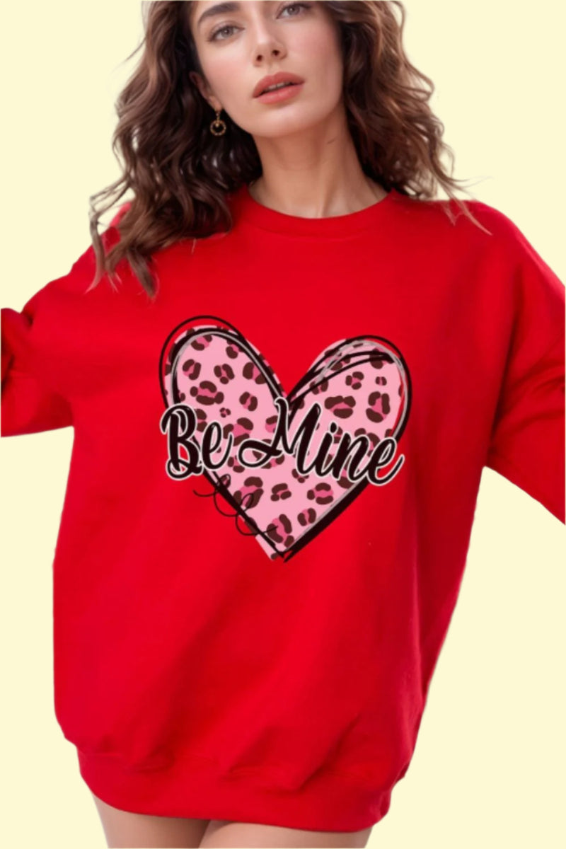 Romantic red heart sweatshirt for women