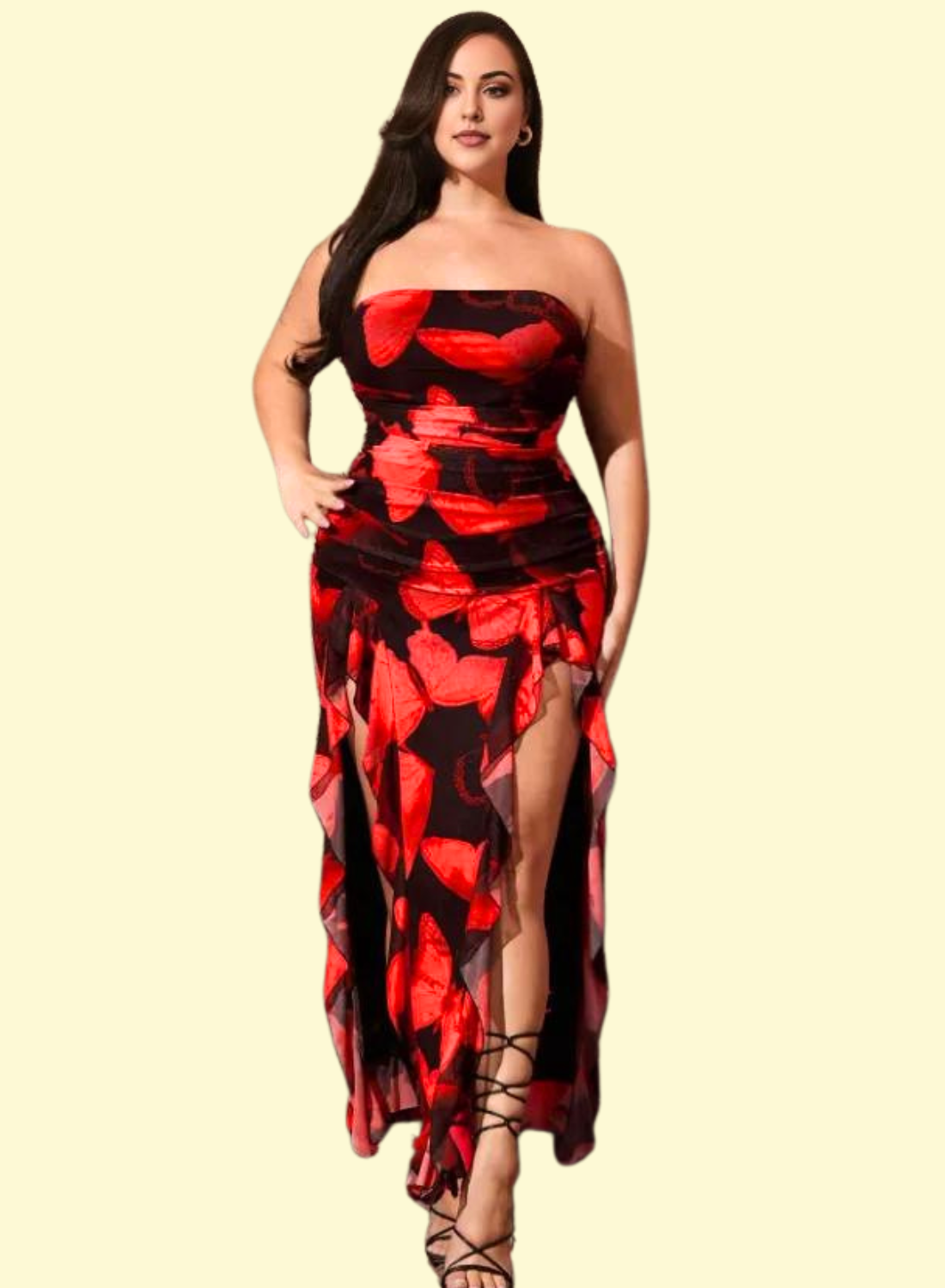 Sexy High Slit Floral Print Dress