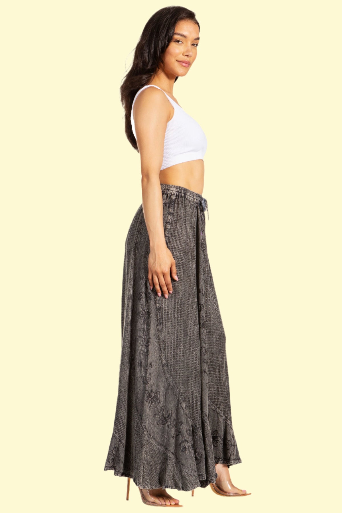 Bohemian Maxi Skirt in Grey