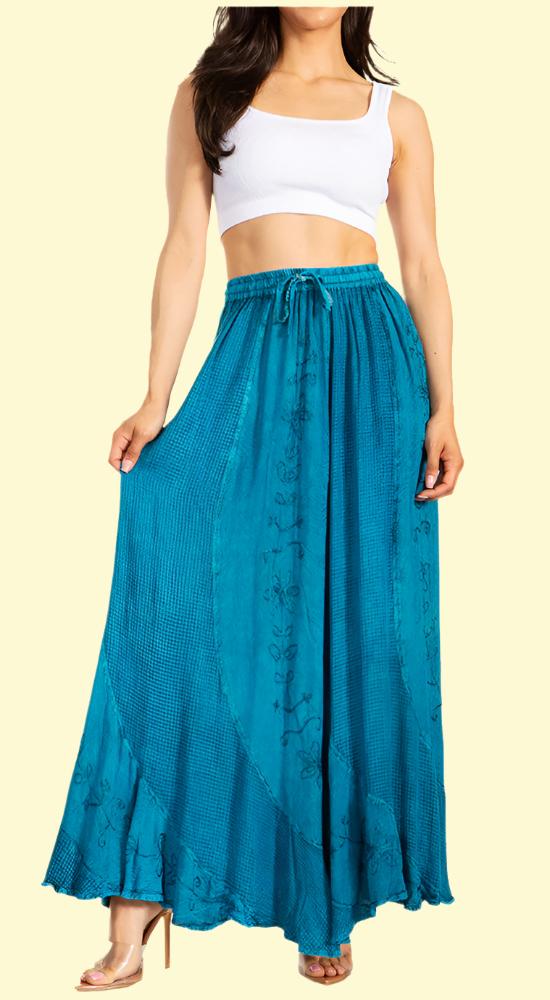 Bohemian Maxi Skirt in Turquoise