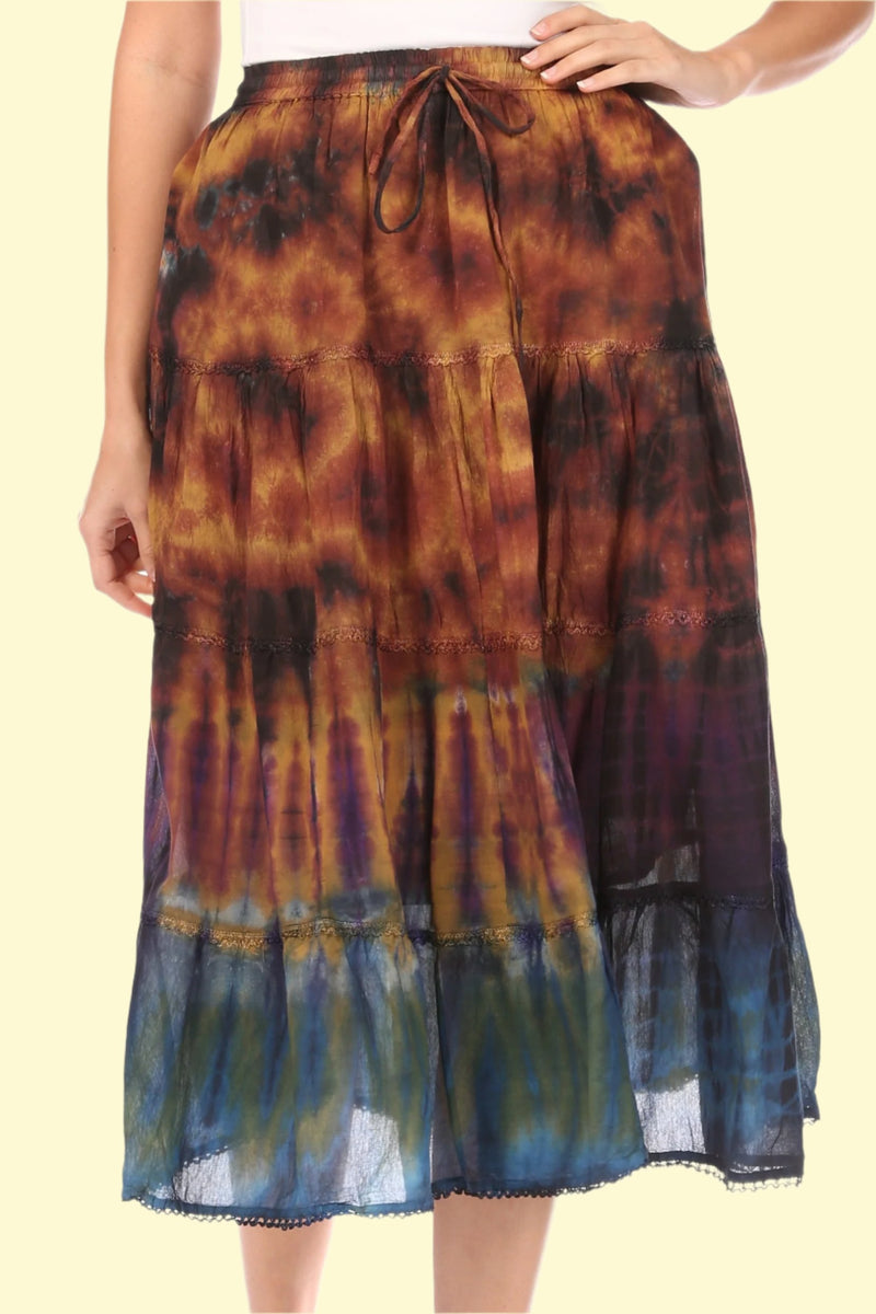 Olive Tie-dye skirt by WestCloset