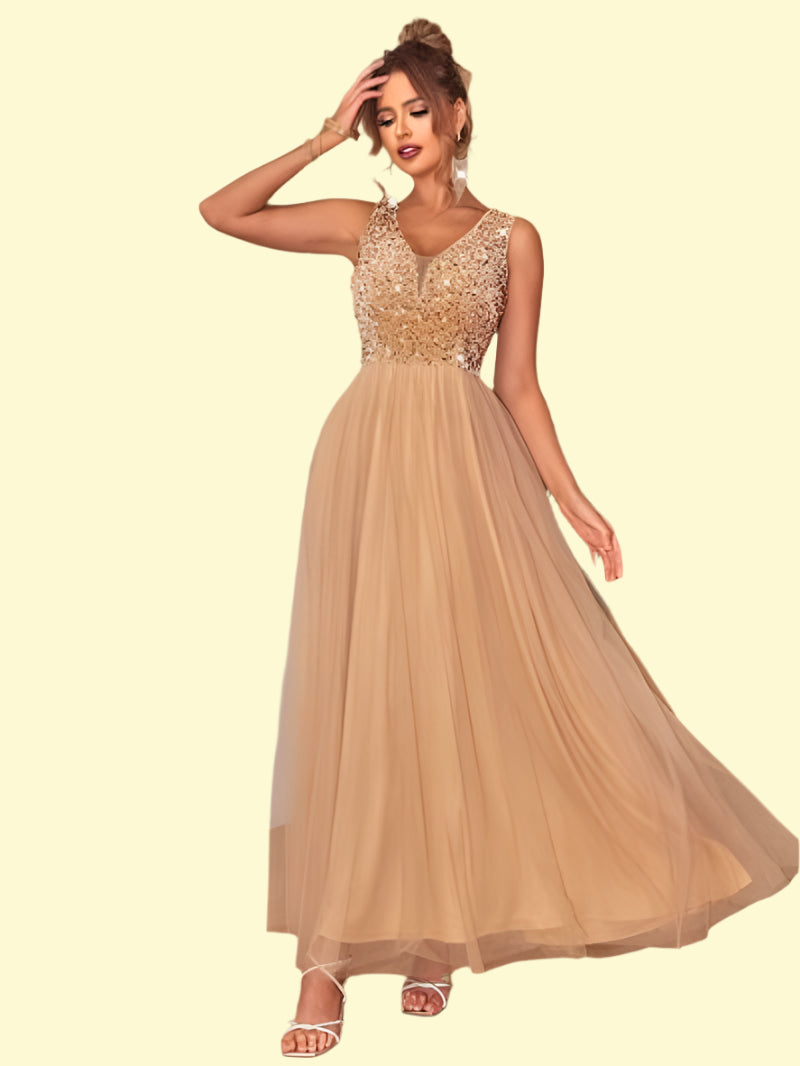 Sparkling V-Neck Party Dress