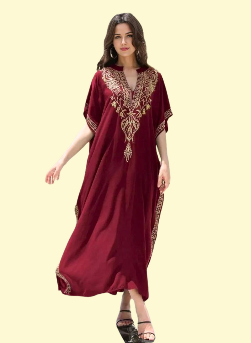 Stand Collar Arabesque Tunic Dress