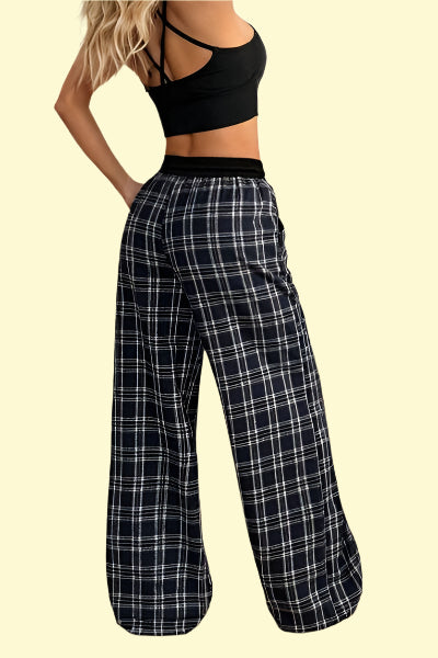 Stylish Drawstring Plaid Pants for Women