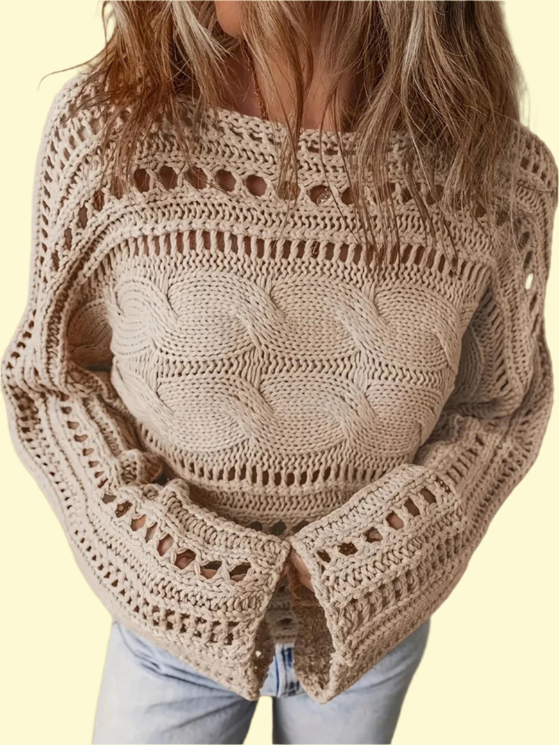 Stylish Tan Boat Neck Knitwear