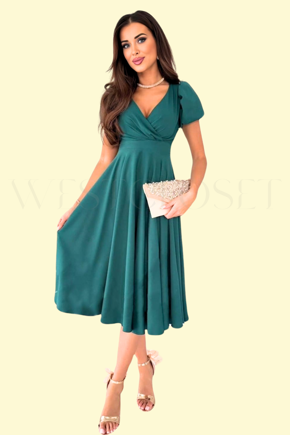 Sultry Midi Dress in Deep Teal