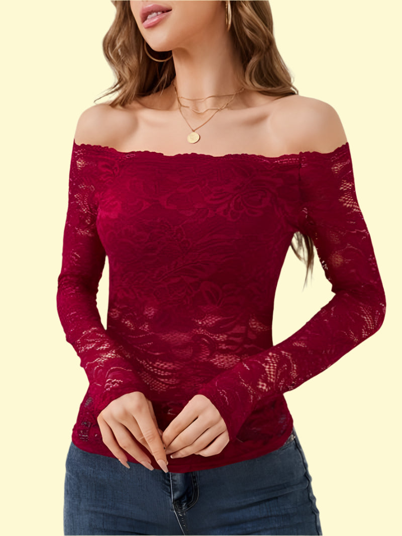 Sultry sheer lace blouse for women