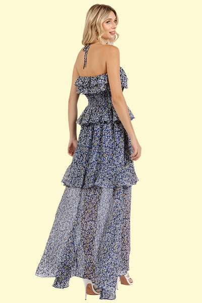 Summer Flowy Halter Neck Dress