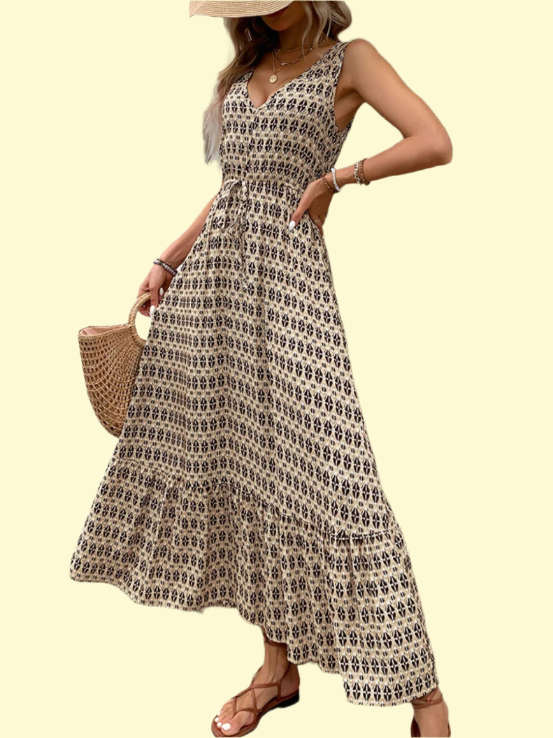 Trendy Midi Dress with V-Neckline