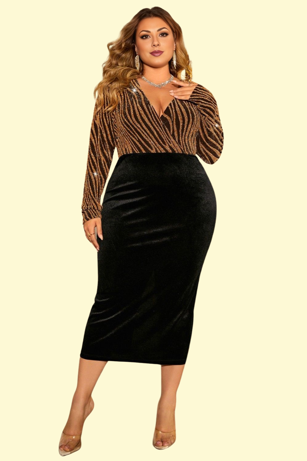 Stretchy Plus Size Black Dress