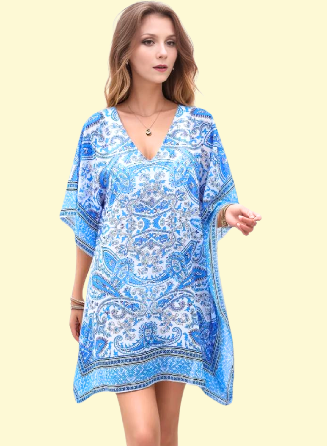 WestCloset Beach Babe Blue Paisley Kaftan