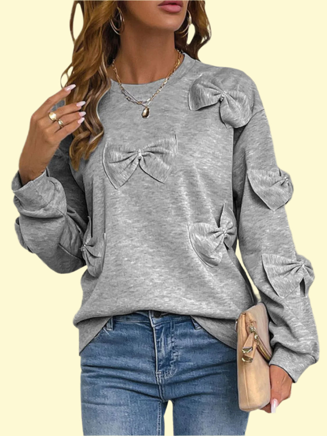 WestCloset Feminine Sweatshirt with Bow