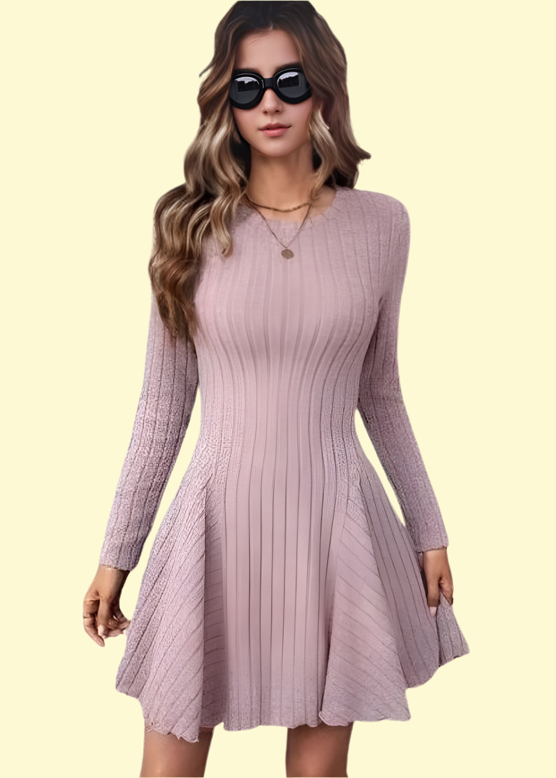 WestCloset Ribbed Round Neck Mini Dress